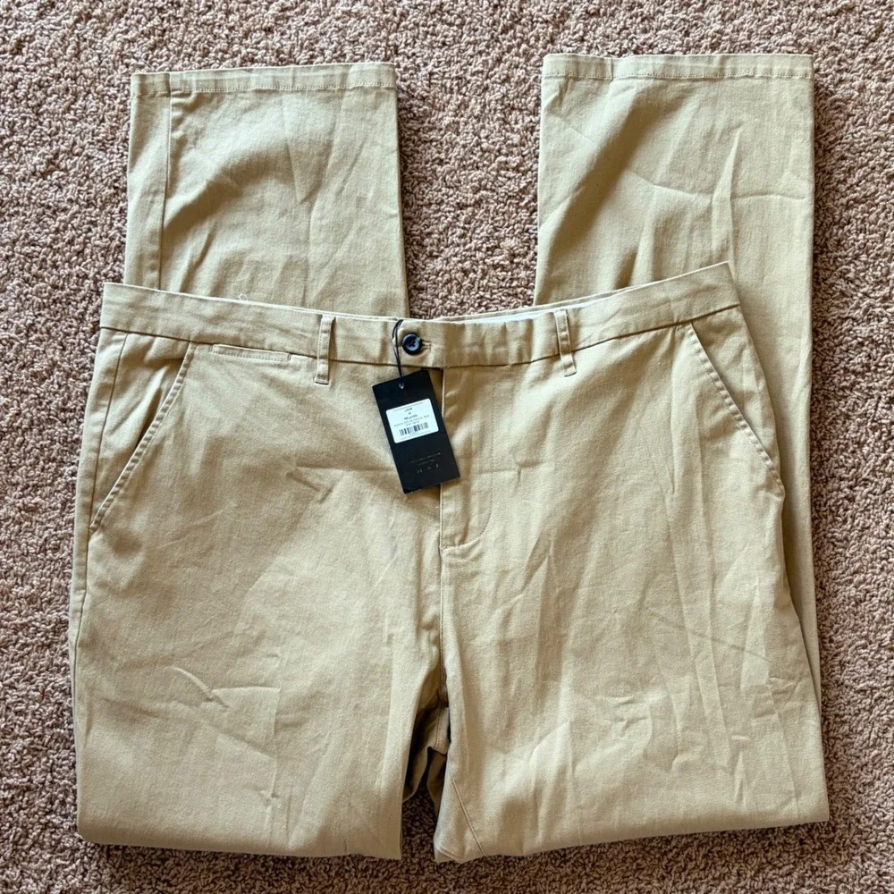 Five Four Camel Lake Relaxed Flat Front Relaxed Fit Pants Mens 40x34 NEW NWT